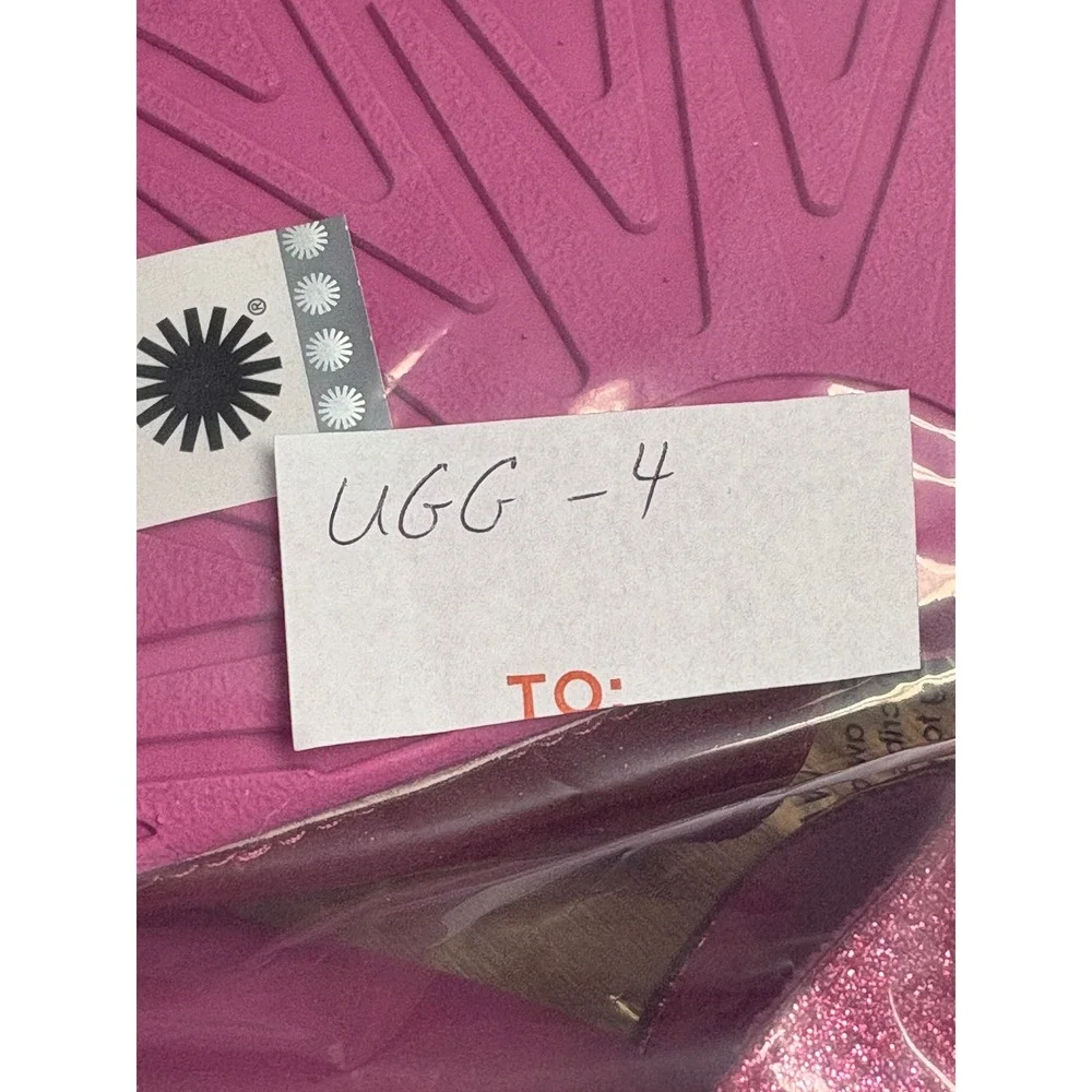 Ugg Sandal Slide Slip On Big Girl‎ Kid Size 4 Pink Glitter New